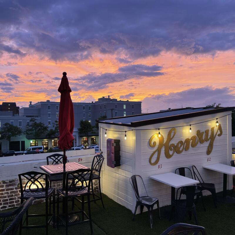 The Henry’s rooftop at sunset